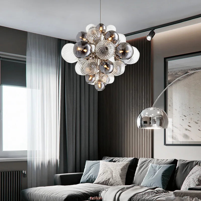 Nordic Air Bubble Ceiling Chandelier Glass Ball Silvery for Table Dining Living Room Bedroom Pendant Lights Home Decor Fixture