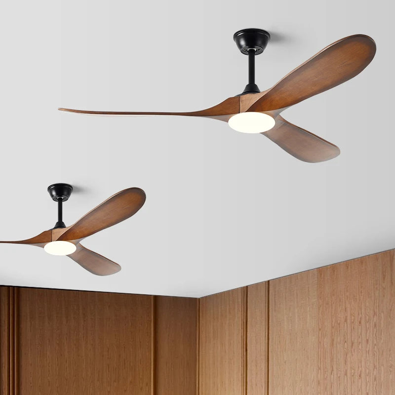 Modern 60/70 Inches Wooden Ceiling Fan With Led Light And Control For Bedroom Living Room Home Office Lounge Ceiling Fans