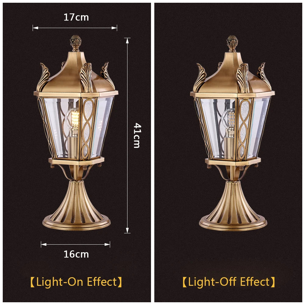 SANDIY Pillar Light Brass Post Lamp Waterproof Column Light Retro Outdoor Garden Illumination Landscape Lawn Yard Street Lights
