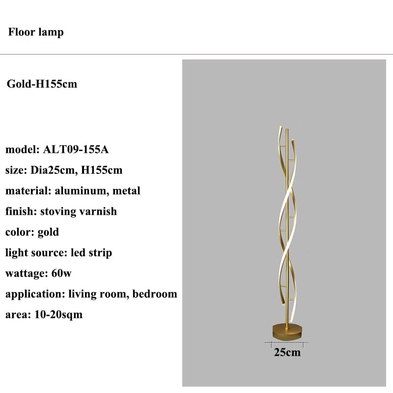 Modern Spiral Metal Led Floor Lamp