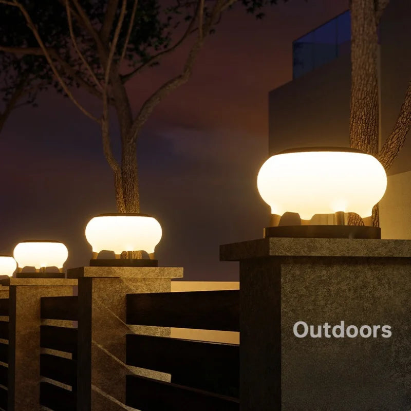 Wall Column Headlights Solar Courtyard Lights Minimalist Outdoor Waterproof Hotel Villa Lighting Community Park Lawn Lamps Decor