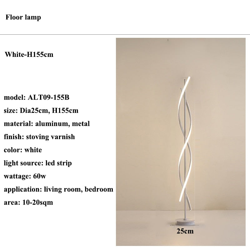 Modern Spiral Metal Led Floor Lamp