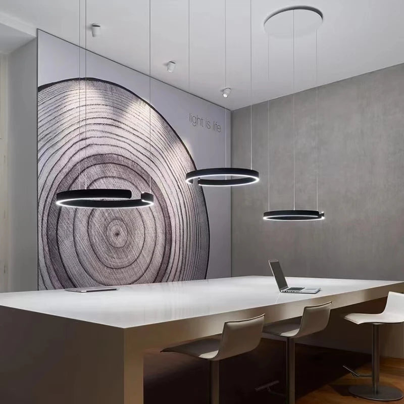 Induction Dimming Pendant Lights Free Adjustable Hanging Lamps for Bedroom Living Room Decor Kitchen Office Led Ring Light