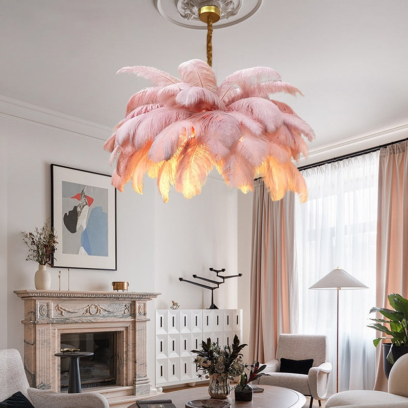 Modern LED Ostrich Feather Chandeliers