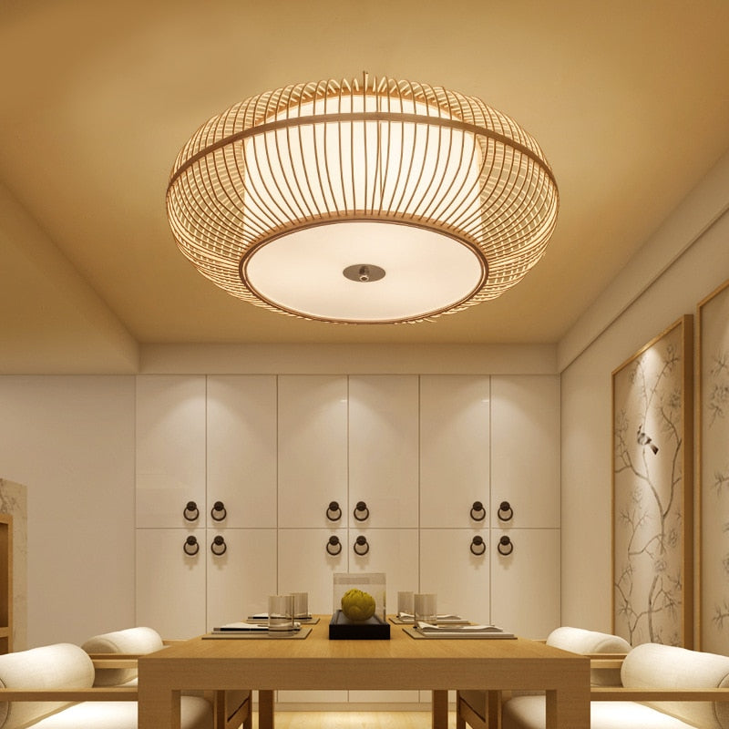 Bamboo Rattan Wood Ceiling Lamp