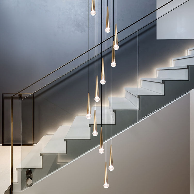 Modern Crystal LED Staircase Chandelier