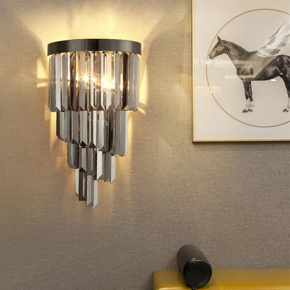 Modern Led Creative Wall Sconce Light Crystal Wall Lights Fixtures For Bedroom Living Room Luxury Smoky Gray Indoor Home Lamps