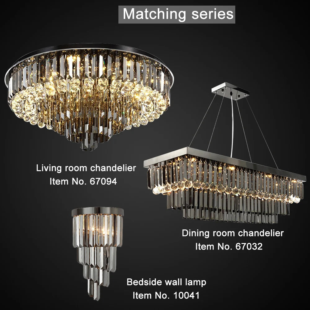 Modern Led Creative Wall Sconce Light Crystal Wall Lights Fixtures For Bedroom Living Room Luxury Smoky Gray Indoor Home Lamps