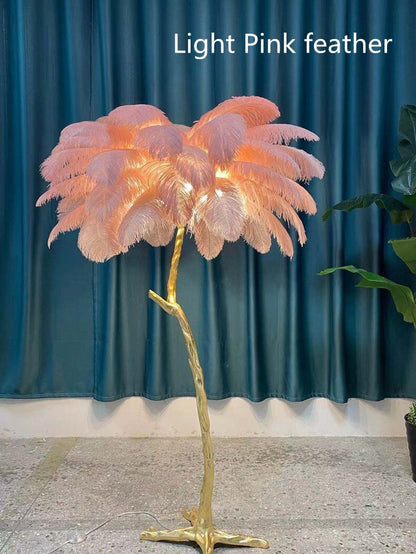 Gold/Silver Ostrich Feathers Floor Lamp