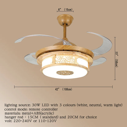 Hongcui  Modern Ceiling Fan Lights Lamps With Remote Control Invisible Fan Blade Suitable For Dining Room Bedroom Restaurant