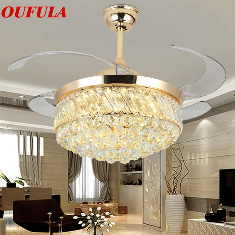 OULALA Modern Ceiling Fan Lights Lamps Remote Control Invisible Fan Blade For Dining Room Bedroom Restaurant
