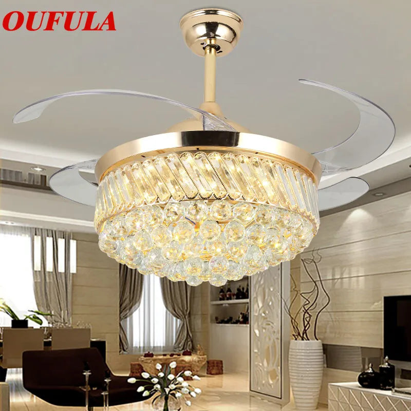 OULALA Modern Ceiling Fan Lights Lamps Remote Control  Invisible Fan Blade For Dining Room Bedroom Restaurant