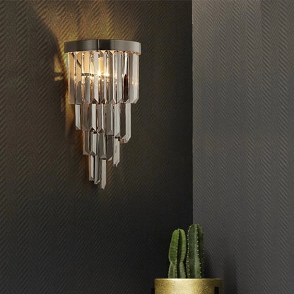 Modern Led Creative Wall Sconce Light Crystal Wall Lights Fixtures For Bedroom Living Room Luxury Smoky Gray Indoor Home Lamps