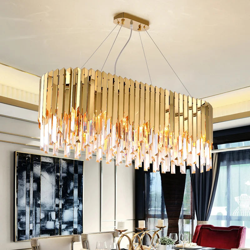 Nordic Modern Oval Round Crystal Ceiling Chandelier Restaurant Led Lights Luxury Bar Table Lamp Bedroom Living Room Fixtures