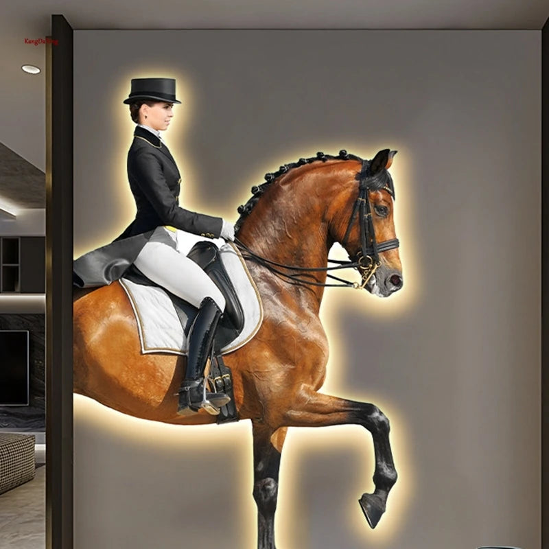 Modern Horseman Led Indoor Painting Wall Lamp Is Suitable For Indoor Lighting Room Home Decor Living Room Hanging Art Home Lamp