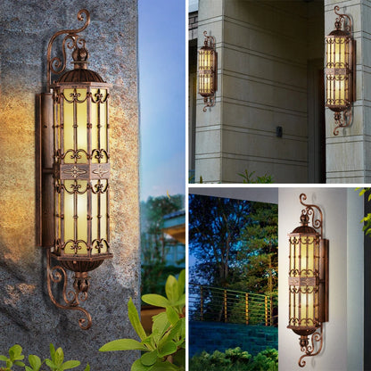 Outdoor Gold Wall Lamp Europe Retro Waterproof Vintage LED Porch Light Large Size Sconces for Decor House Villa Gate Base E27