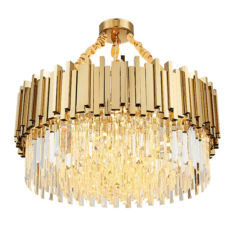 Modern luxury Round Crystal pendant lamp For Living Room Luxury Gold Round Chain Chandeliers Lighting LED Crystal Lamp Lighting