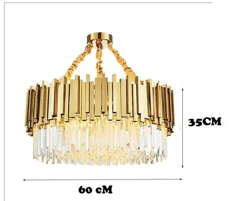 Modern luxury Round Crystal pendant lamp For Living Room Luxury Gold Round Chain Chandeliers Lighting LED Crystal Lamp Lighting