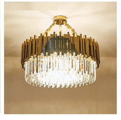 Modern luxury Round Crystal pendant lamp For Living Room Luxury Gold Round Chain Chandeliers Lighting LED Crystal Lamp Lighting