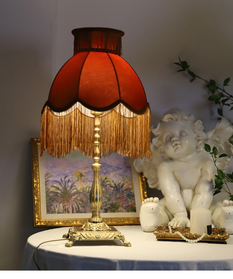 vintage French brass decorative table lamp