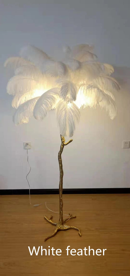 Gold/Silver Ostrich Feathers Floor Lamp