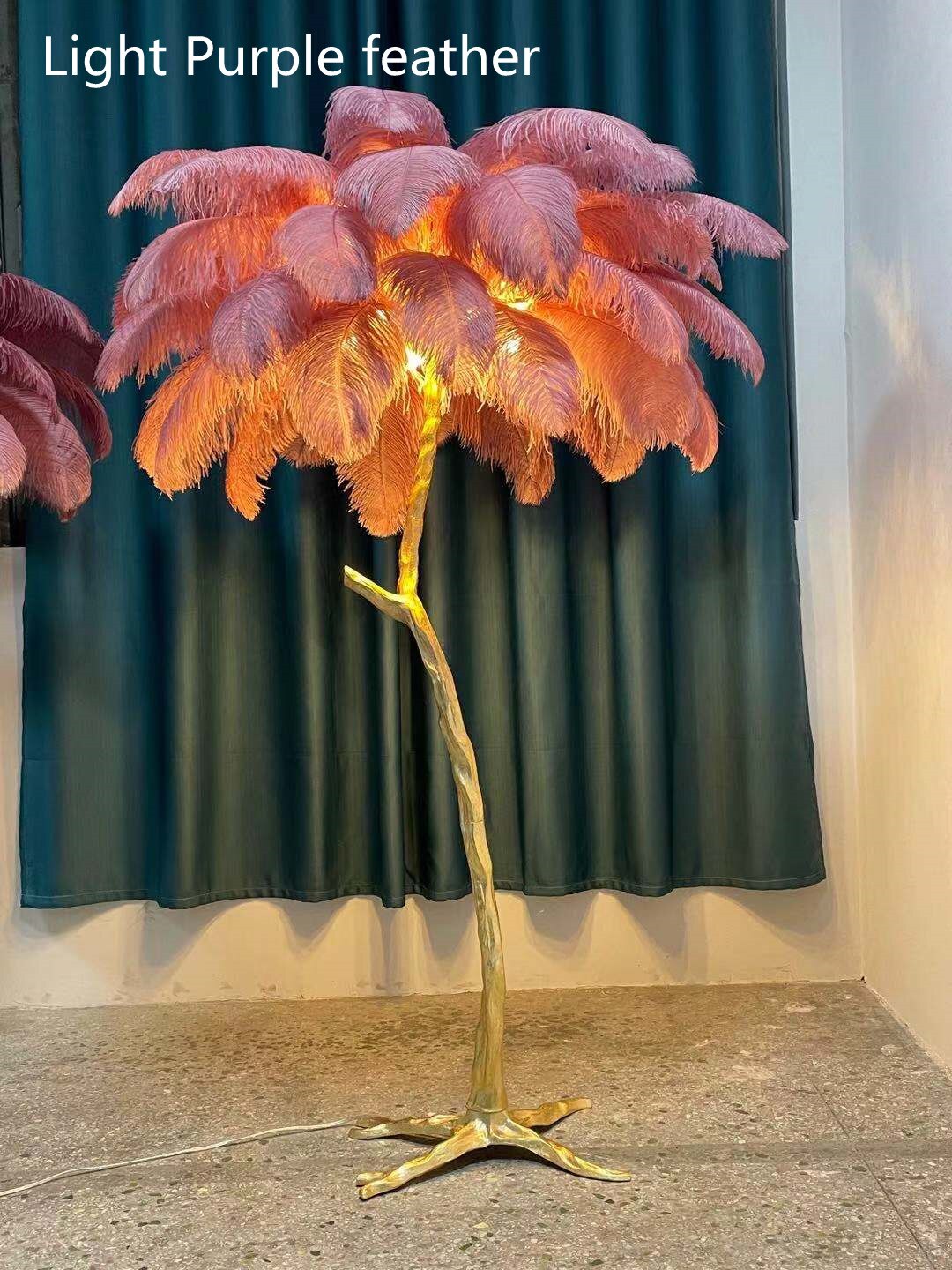 Gold/Silver Ostrich Feathers Floor Lamp