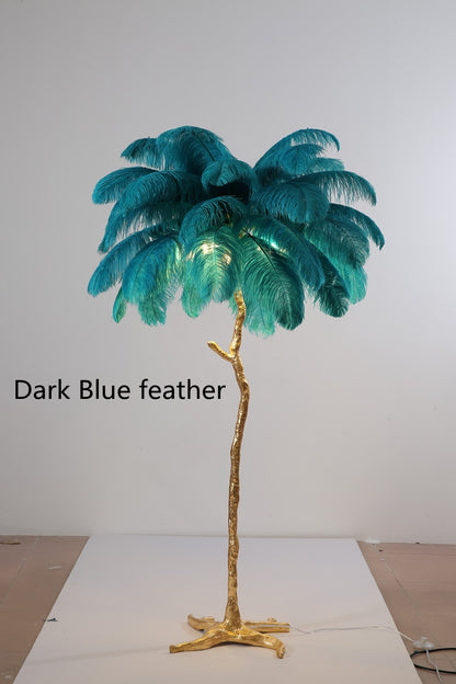 Gold/Silver Ostrich Feathers Floor Lamp