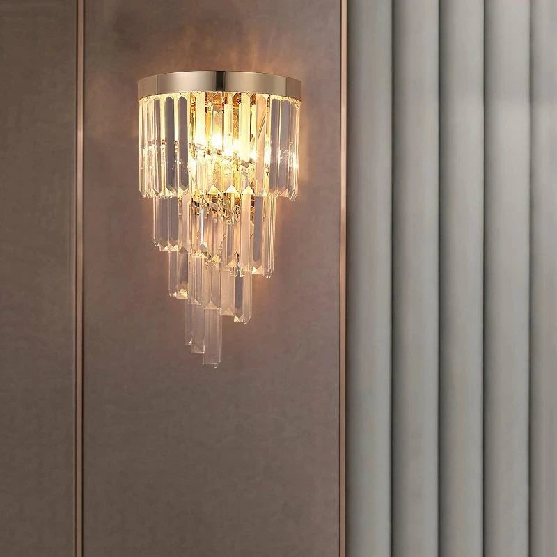 Modern Led Creative Wall Sconce Light Crystal Wall Lights Fixtures For Bedroom Living Room Luxury Smoky Gray Indoor Home Lamps