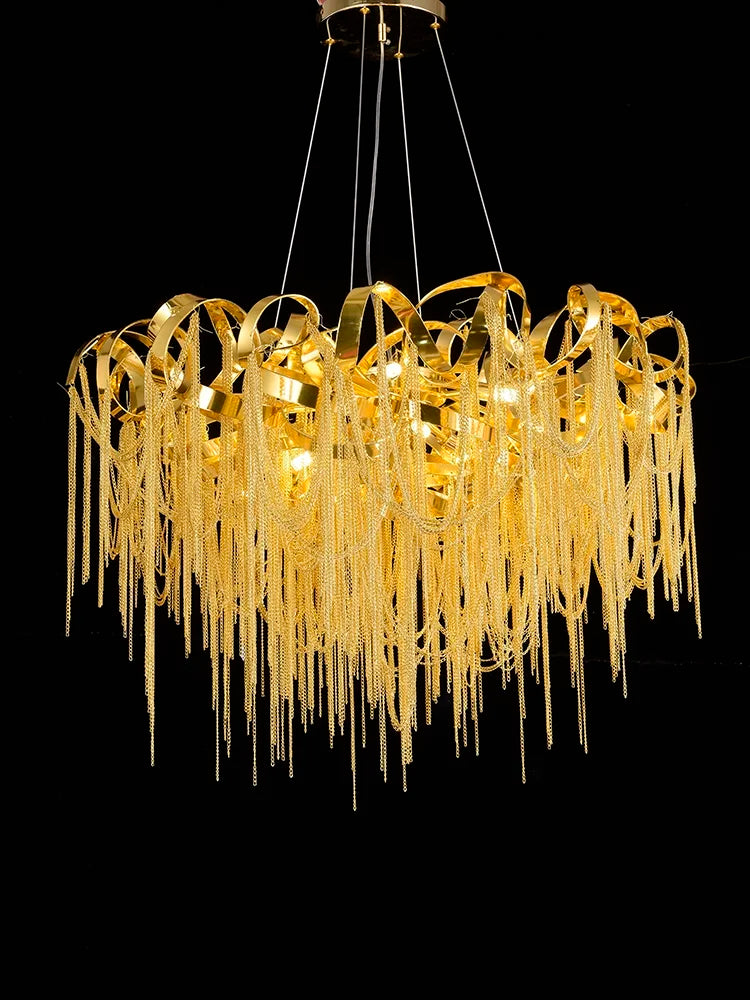 Led French Luxury Tassel Chandelier Creative Interior Lighting Golden Luster Lighting Living Room Bedroom Dining Room Chandelier