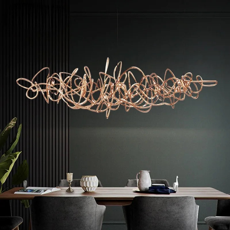 Post-modern Silver/Gold Pendant Lamp Restaurant Bar Modern Suspension Chandelier Stainless Steel Art Creative Lights Decoration