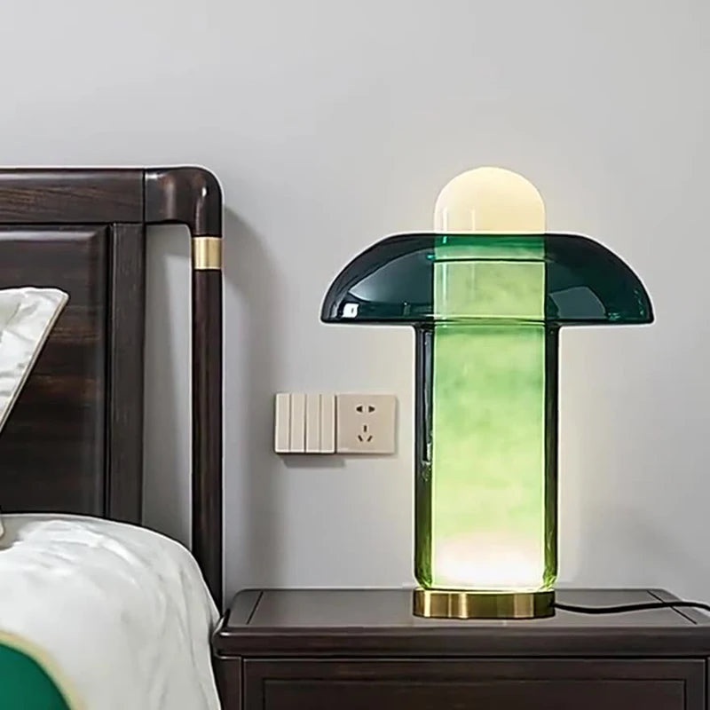 Nordic creative glass desk lamp design minimalist model room living room bedroom bedside lamp art green decorative desk lamp