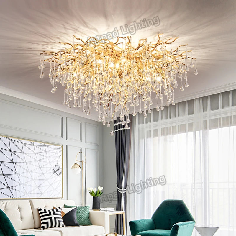 Artpad Crystal Ceiling Chandelier Nordic Modern Gold Luxury Lighting Living Room Dining Room Ceiling Lamp Hotel LED Chandelier