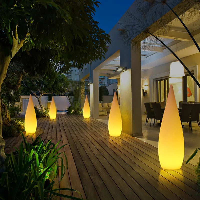 Led Light-emitting Teardrop Lamp Outdoor Waterproof Solar Lights Villa Yard Decorative Floor Lamp RGB Ambient Light