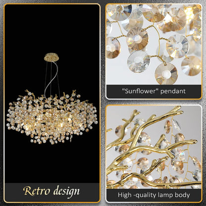 Artpad Modern Suspension Crystals Hanging Lamps for Ceiling Living room Chandelier Light Fixture Pendant Lamp Home Decoration