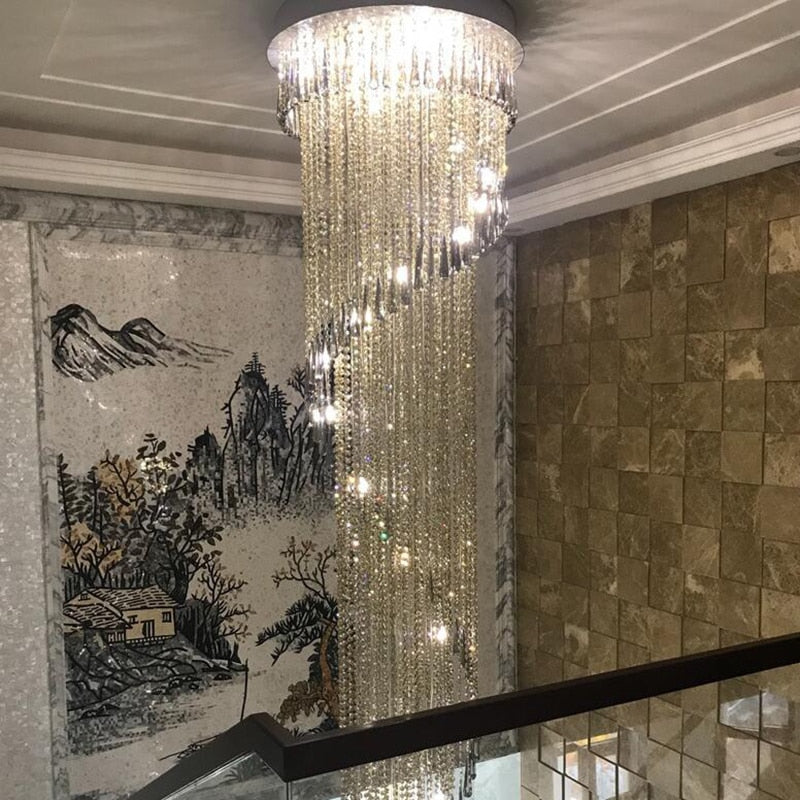 Duplex Building Stair Crystal Chandelier