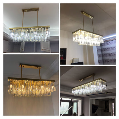 Rectangle Chrome Gold Chandelier for Dining Room