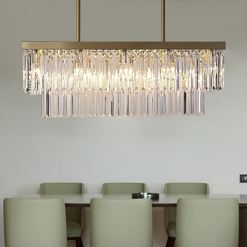 Rectangle Chrome Gold Chandelier for Dining Room