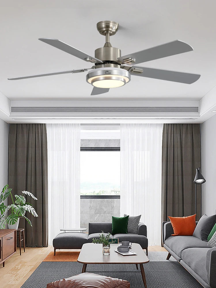 LED  Fan Light Strong wind Retro Restaurant Living Room Household Variable Frequency Fan Ceiling Light Integrated Fan Light