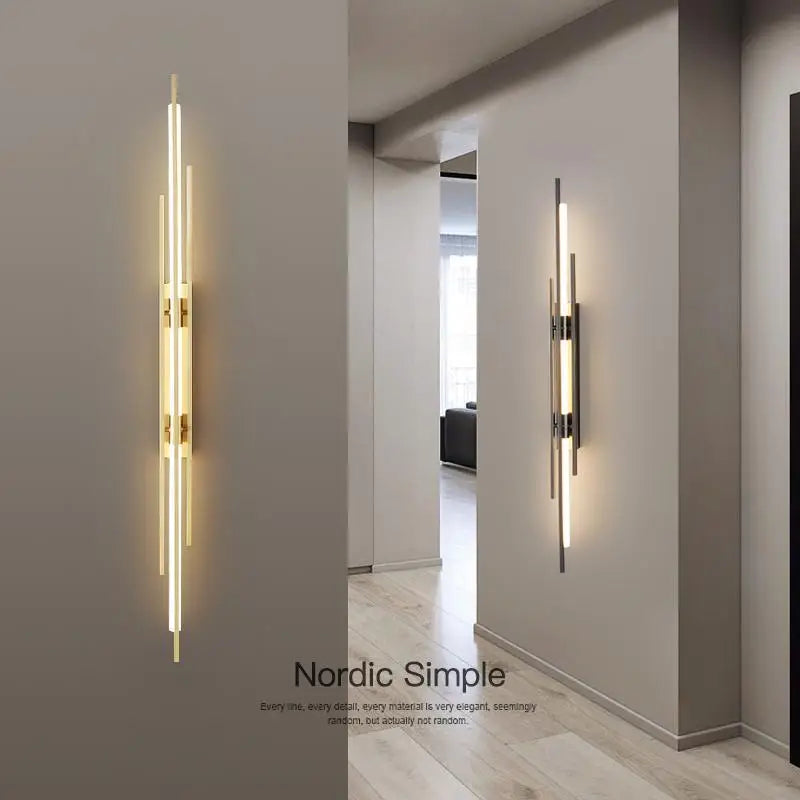 Modern All Copper LED Wall Lights Living Room Grille 85~265V Wall Light Luxury Staircase Nordic For Bedroom Bedside Lighting