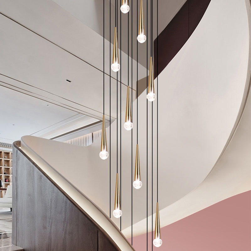 Modern Crystal LED Staircase Chandelier