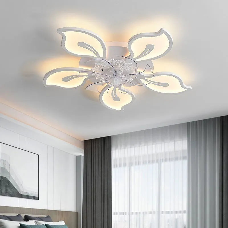 New Scandinavian Ceiling Fan Living Room LED Luster Invisible Light Bedroom Remote Control Reversible Blade Home Decor Fan Lamps