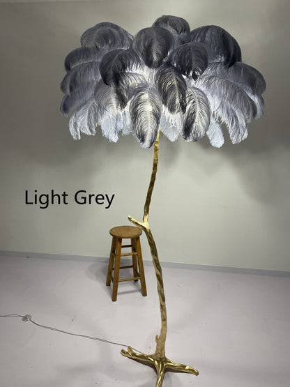 Gold/Silver Ostrich Feathers Floor Lamp