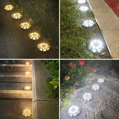 20PCS Solar Ground Lights 16LED Outdoor IP65 Waterproof 2V 100mA Charging for Yard Fence Path Patio Step garden Decoration