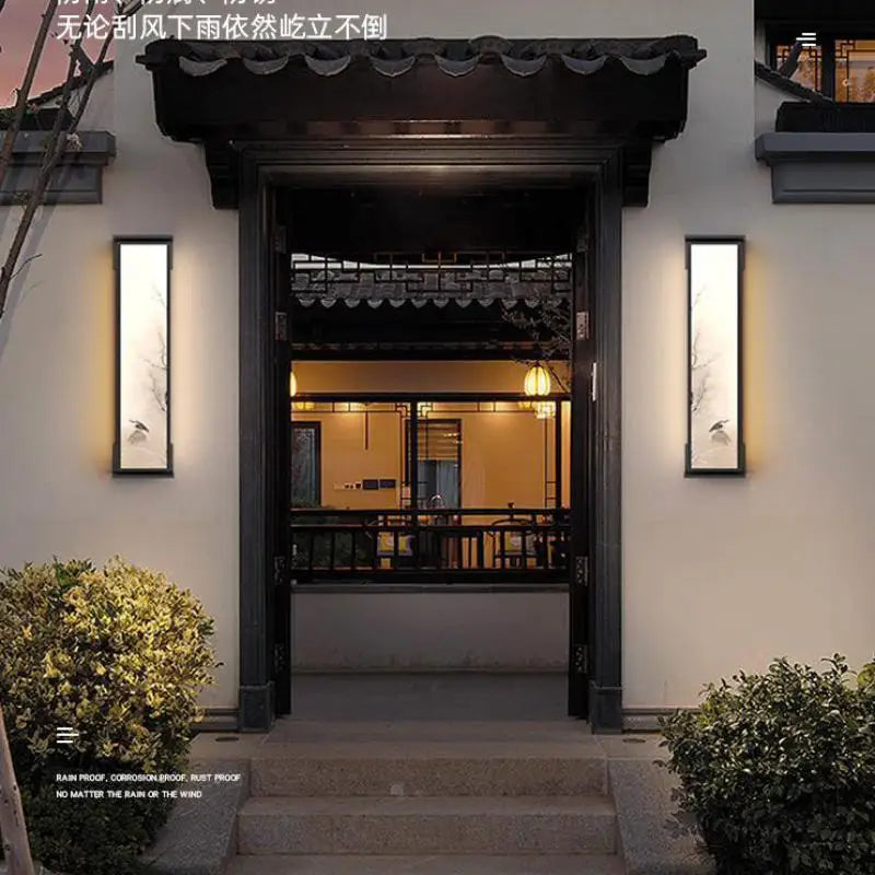 Vintage Chinese painting Garden lighting Courtyard Gate Outdoor Wall Lamp porch light Waterproof Entrance Home LED Wall sconces