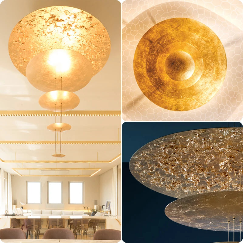 2023 New Design Pendant Light Gold Avize Modelleri Creative Disc Chandelier Hanglamp Led Lustres for Living Room Hotel Decor