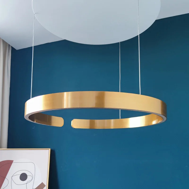 Induction Dimming Pendant Lights Free Adjustable Hanging Lamps for Bedroom Living Room Decor Kitchen Office Led Ring Light