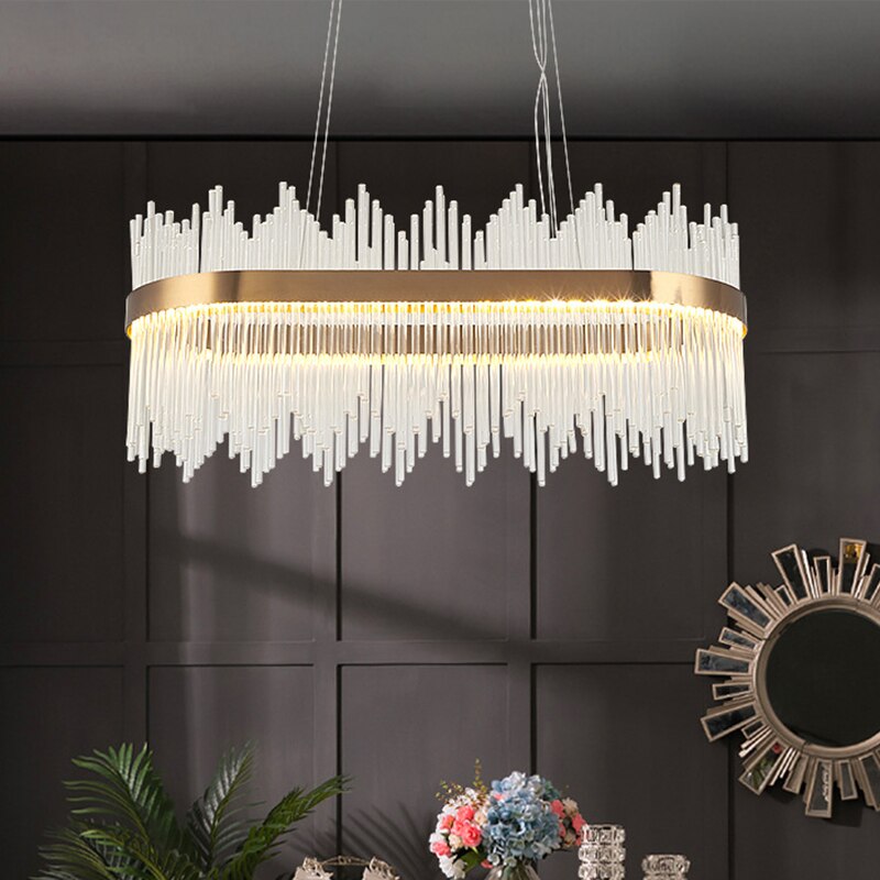 Modern Minimalist Crystal Round Oval Ceiling Chandelier