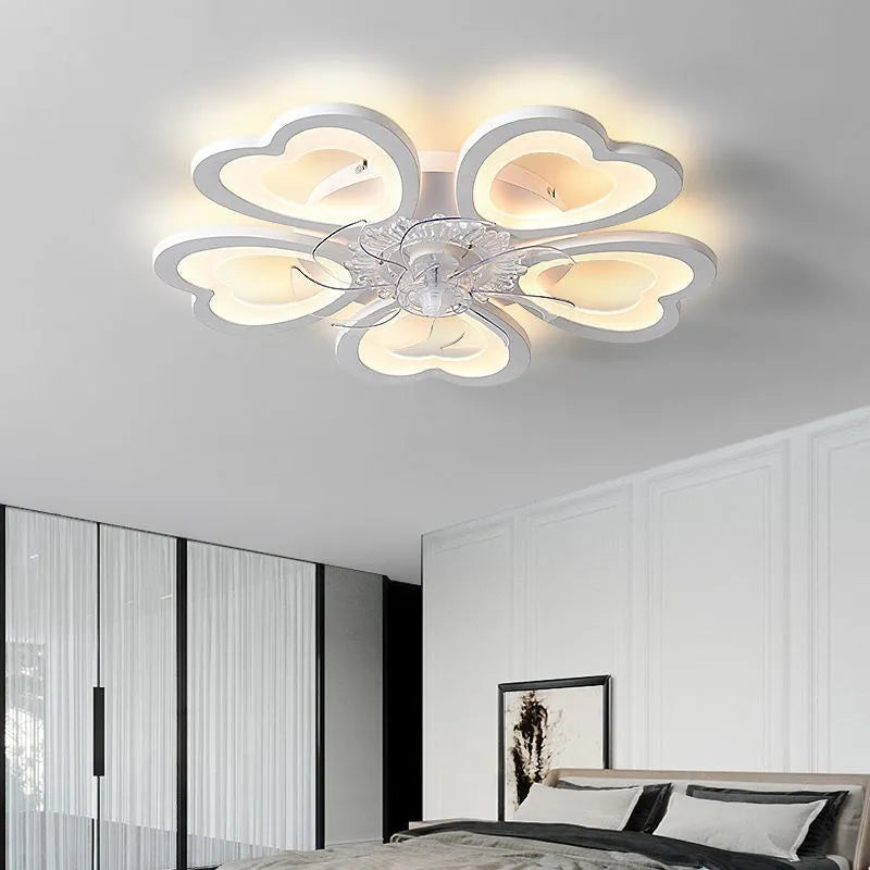 New Scandinavian Ceiling Fan Living Room LED Luster Invisible Light Bedroom Remote Control Reversible Blade Home Decor Fan Lamps