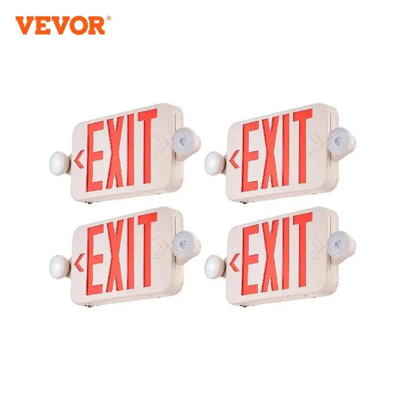 VEVOR 2/4/6 Pack Exit Sign with Emergency Lights Red Exit Sign Led Emergency Light Two LED Adjustable Head Emergency Exit Lights