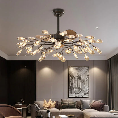 Nordic Fan Led Chandelier For Living Room Villa Dining Room Pendant Lights Firefly Iron Art Luxury Home Decor Ceiling Fan Lamp